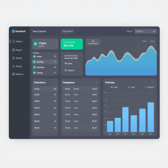 financial dashboard with charts and expense categories in modern design