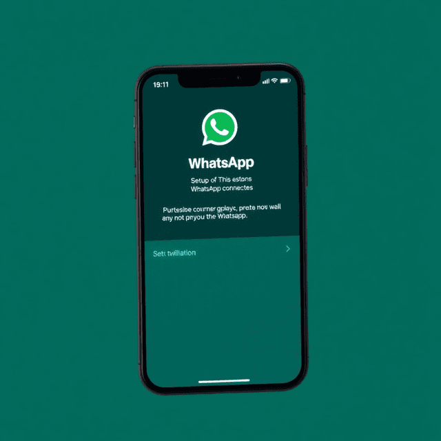 smartphone showing WhatsApp connection setup screen with modern interface